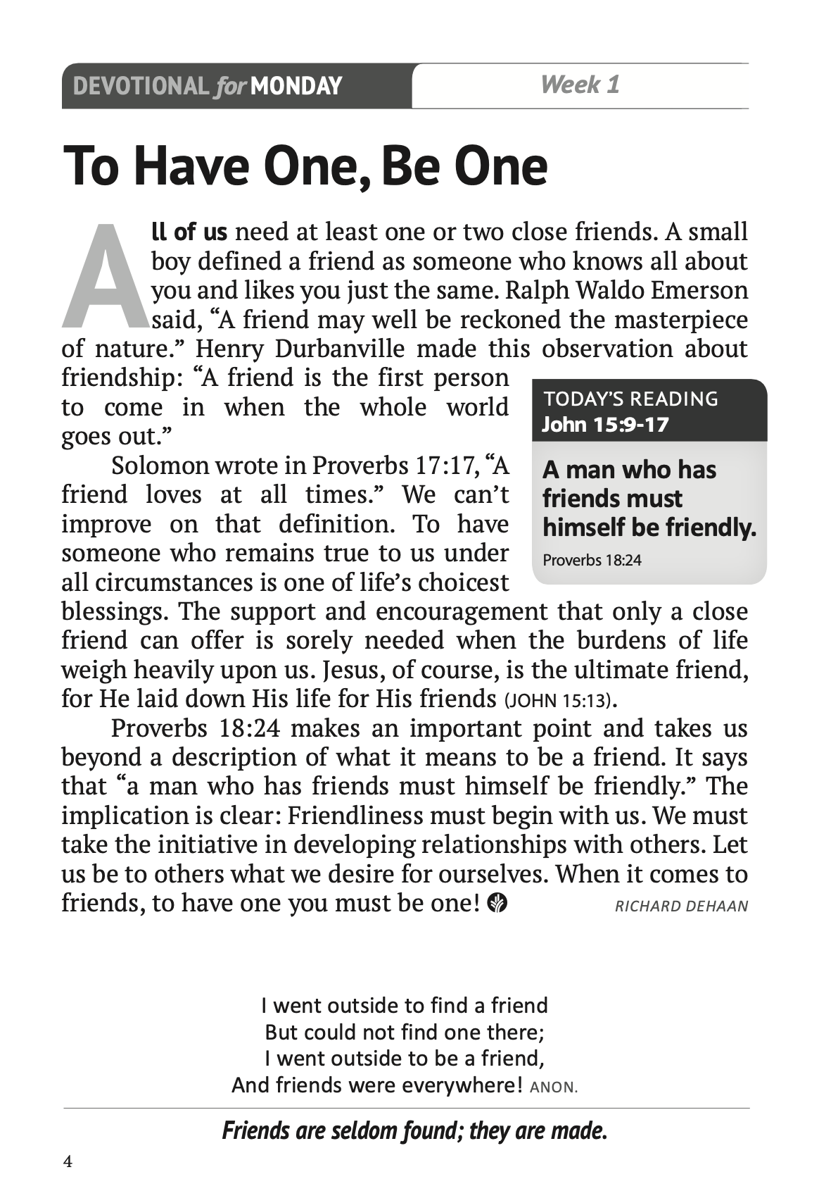 ODB Special Edition: Food for the Soul